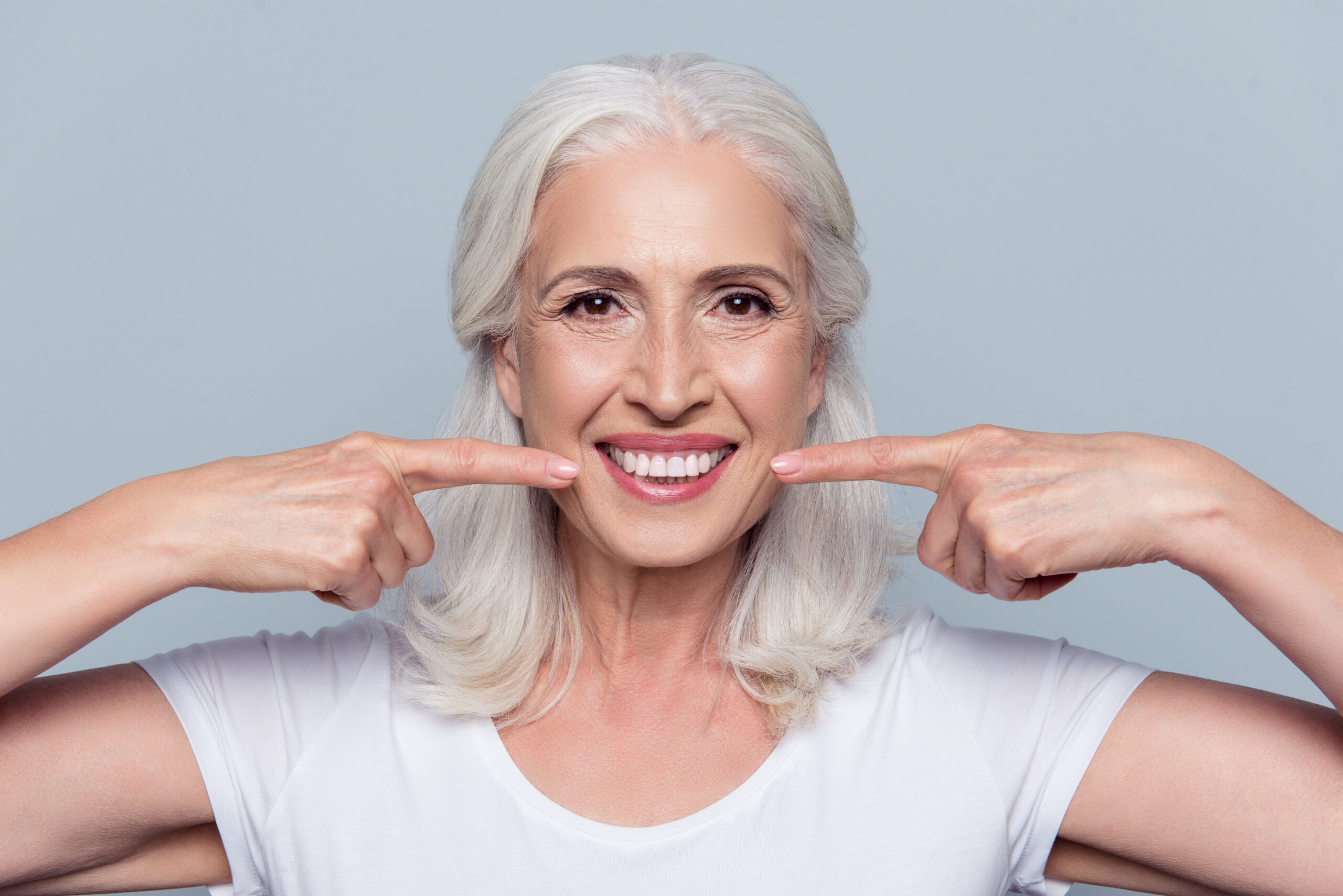 Woman showing pearly whites